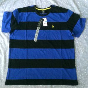 (NWT) $34 U.S. Polo Assn. Blue Black Striped Polo Shirt XL